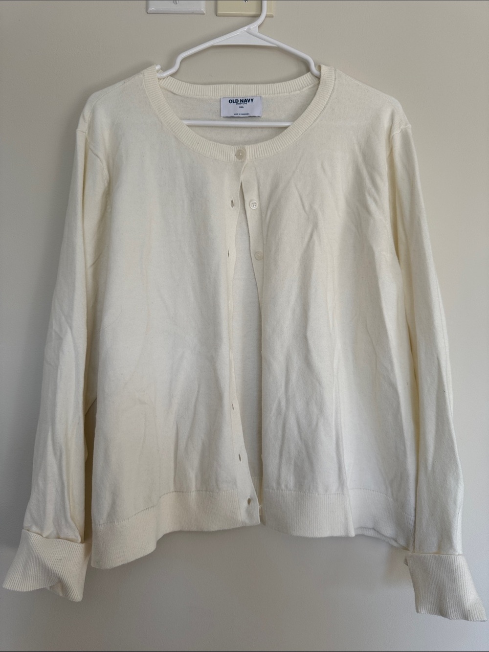 Old Navy Off-White Round-Neck Button Cardigan
